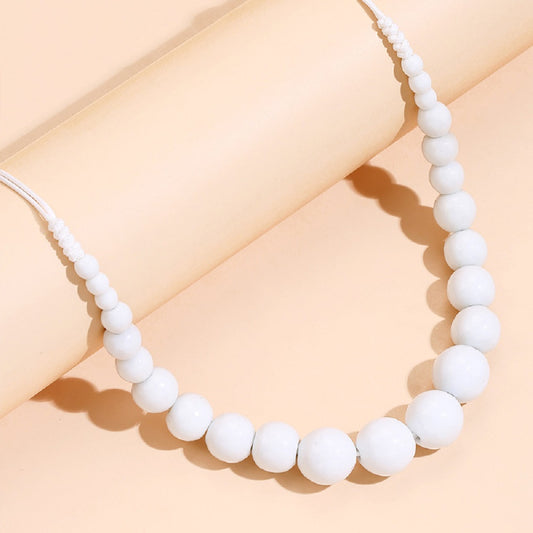 White Gem stone Beaded Quartzite Jade Necklace
