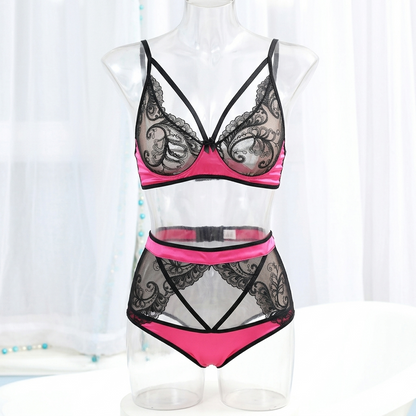 Women’s Floral Lace Bra & High-Waist Shaping Panty Set