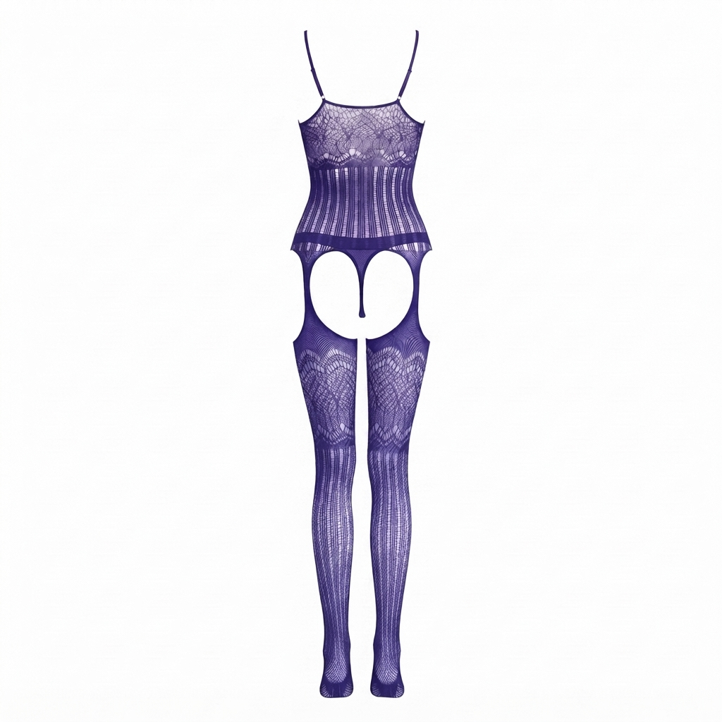 Open Crotch Floral Striped Lace Suspender Bodystocking Lingerie UK 8-16