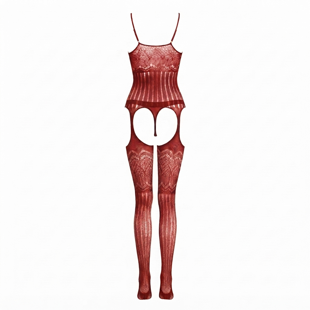 Open Crotch Floral Striped Lace Suspender Bodystocking Lingerie UK 8-16