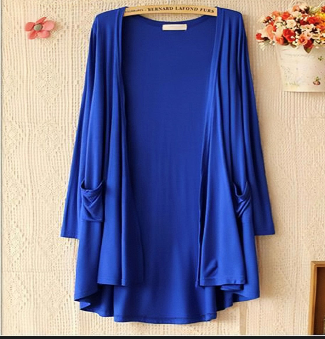Lightweight Open Front Longline Cardigan Soft Drape Summer Shrug with Pocket