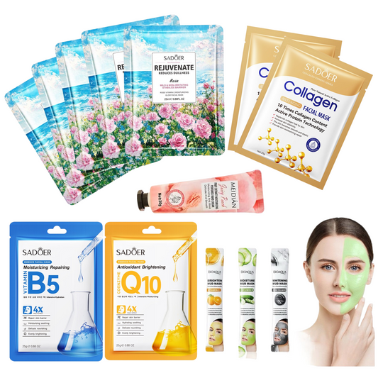 12PC Rejuvenating Spa Facial Mask Bundle Free Hand Cream
