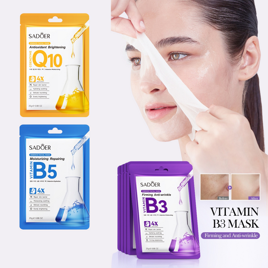 SADOER Vitamin B3 B5 Q10 Glow Mask Set 12pcs