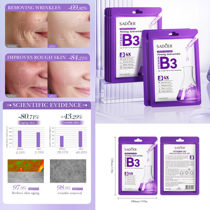 SADOER Vitamin B3 B5 Q10 Glow Mask Set 12pcs