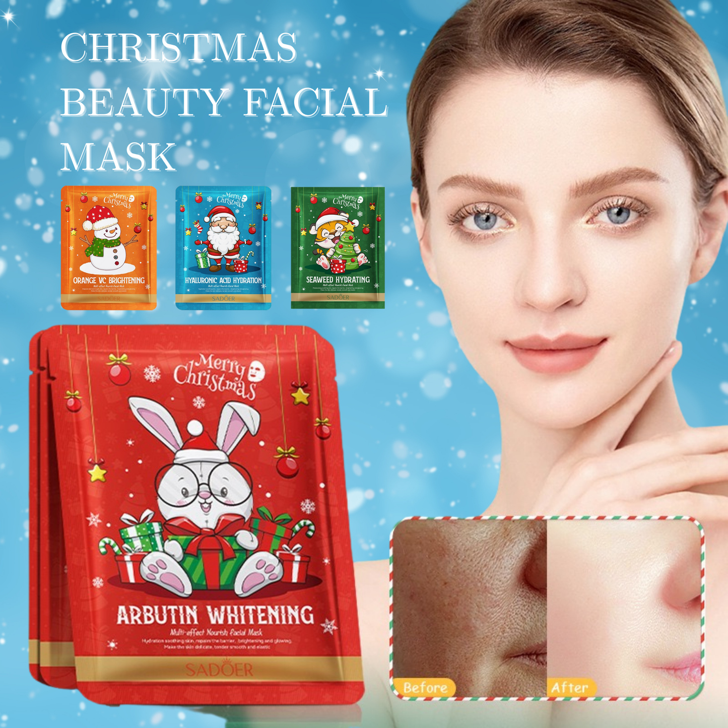 SADOER Christmas Glow Mask Set 12pcs