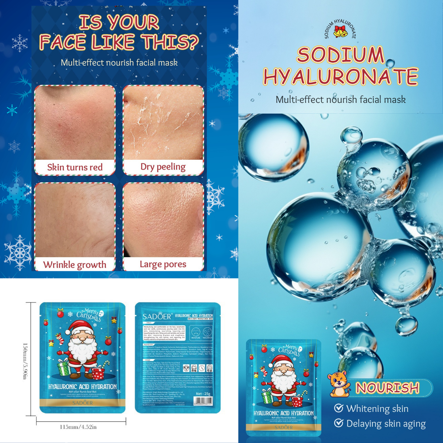 SADOER Christmas Glow Mask Set 12pcs
