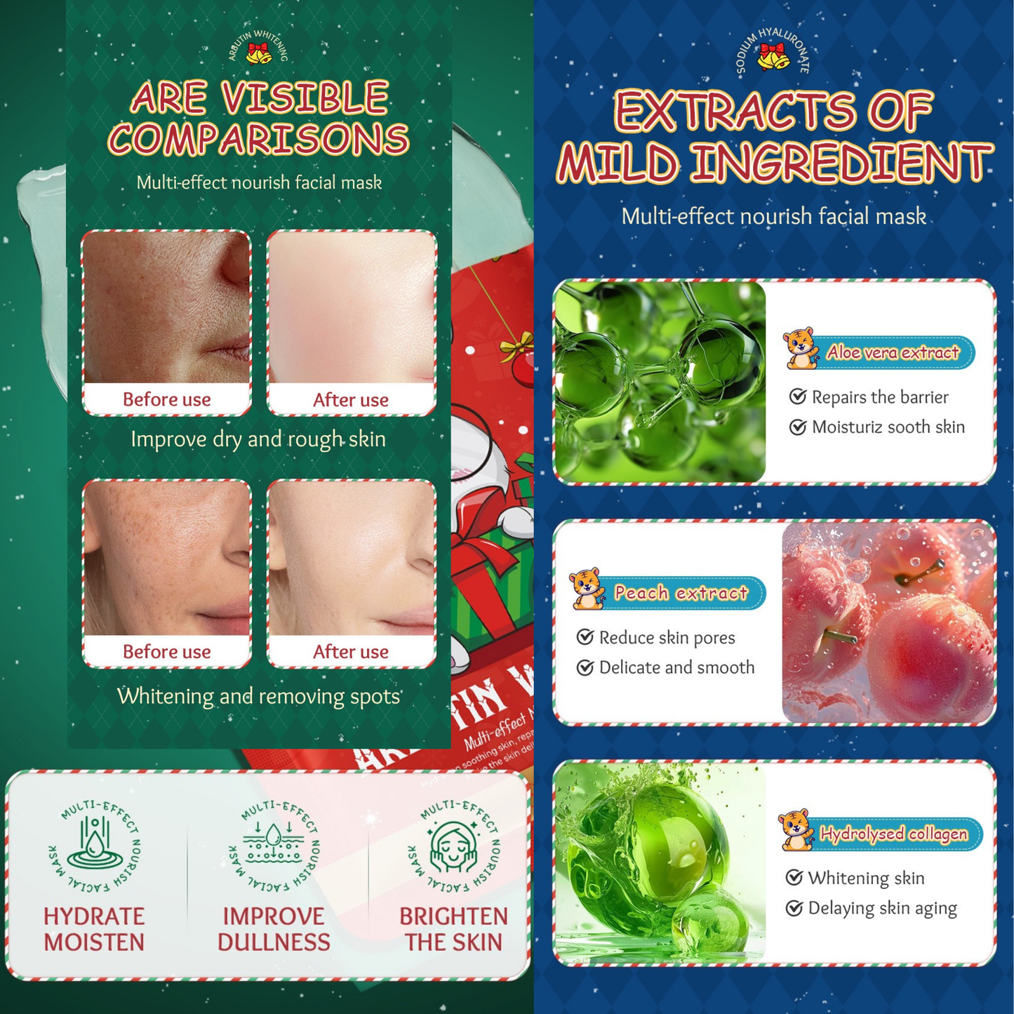 SADOER Christmas Glow Mask Set 12pcs