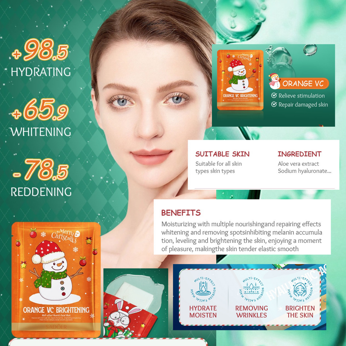 SADOER Christmas Glow Mask Set 12pcs