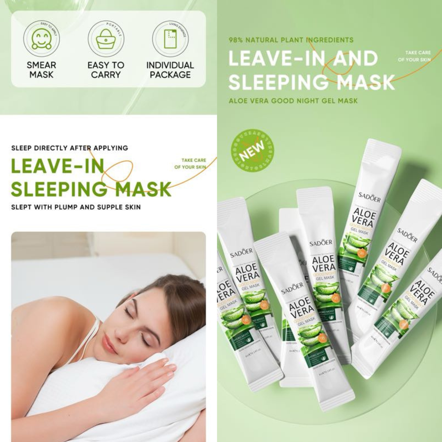 SADOER Aloe Vera Good Night Gel Mask 24pcs