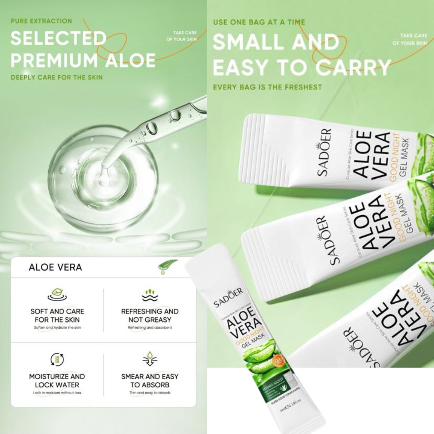 SADOER Aloe Vera Good Night Gel Mask 24pcs