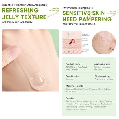SADOER Aloe Vera Good Night Gel Mask 24pcs