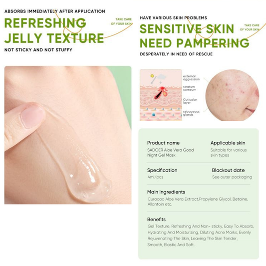 SADOER Aloe Vera Good Night Gel Mask 24pcs