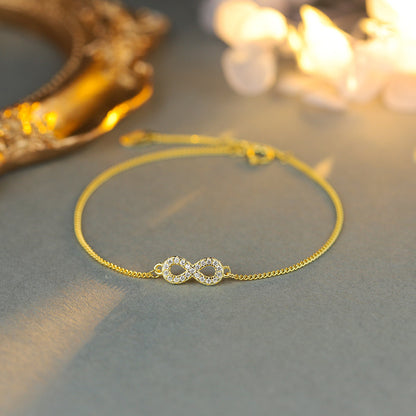 Sterling Silver Infinity 14K Yellow Gold Plated C/Z Bracelet