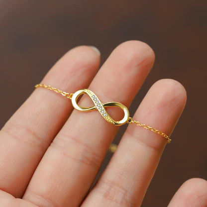 Sterling Silver Infinity 14K Yellow Gold Plated C/Z Bracelet