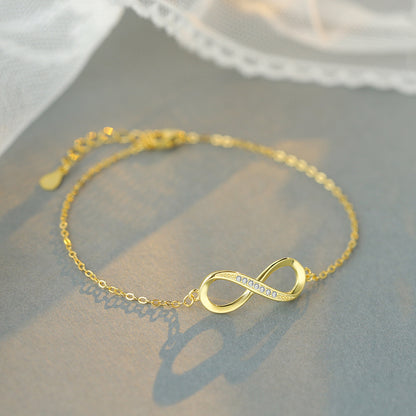 Sterling Silver Infinity 14K Yellow Gold Plated C/Z Bracelet