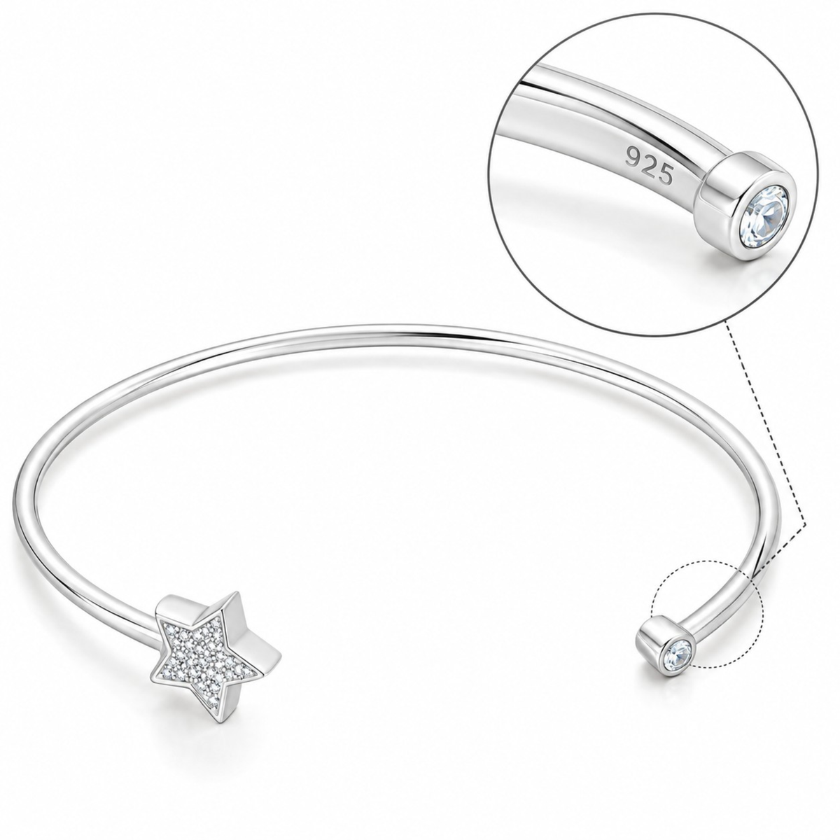 Sterling Silver S/S CZ Star Bangle