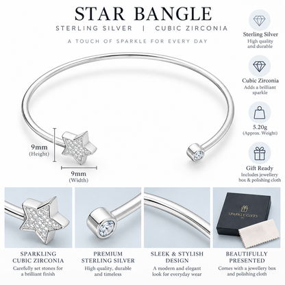 Sterling Silver S/S CZ Star Bangle
