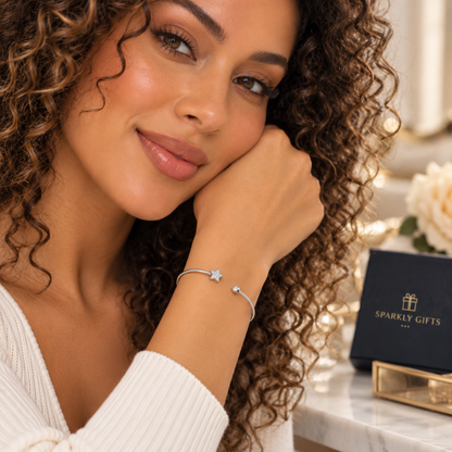 Sterling Silver S/S CZ Star Bangle