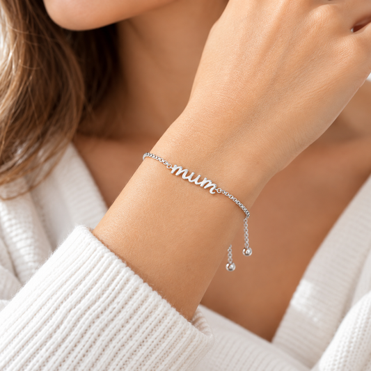 Sterling Silver Mum Toggle Adjustable Bracelet