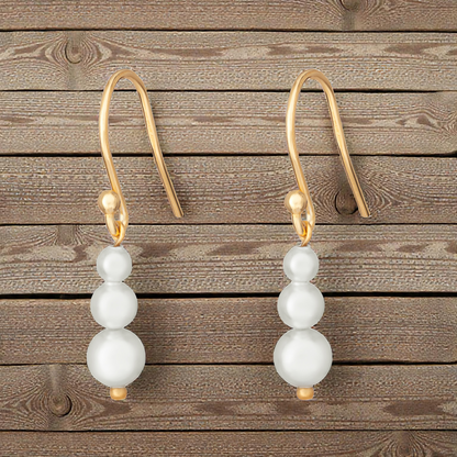 Gold-Plated S925 Sterling Silver Pearl Drop Hook Earrings for Women