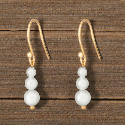 Gold-Plated S925 Sterling Silver Pearl Drop Hook Earrings for Women