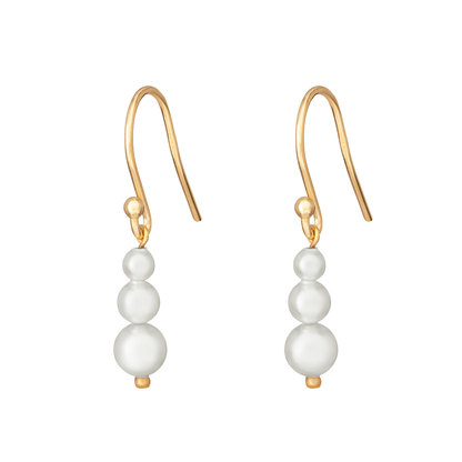 Gold-Plated S925 Sterling Silver Pearl Drop Hook Earrings for Women