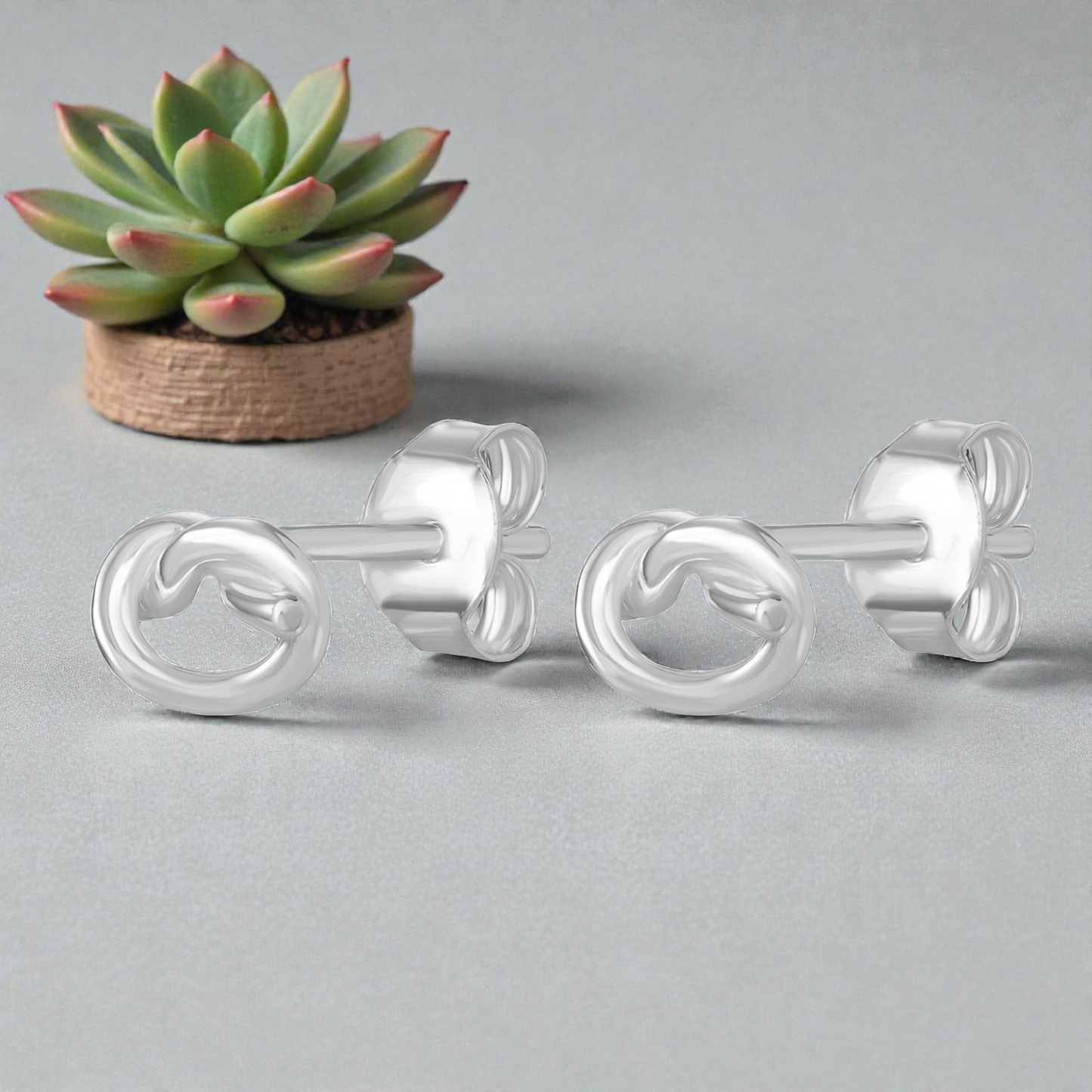 Elegant S925 Sterling Silver Knot Stud Earrings for Women