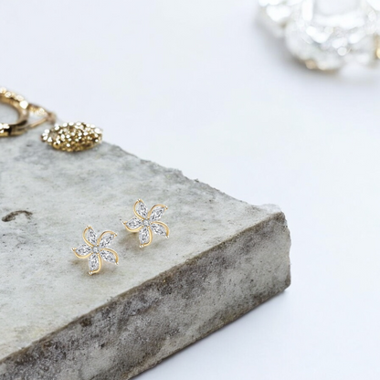 S925 Sterling Silver Marquise Flower Studs C/Z Stud Earrings