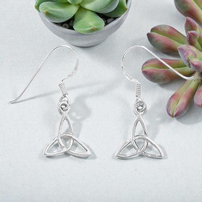 S925 Sterling Silver Celtic Trinity Knot Hook Drop Earrings Women