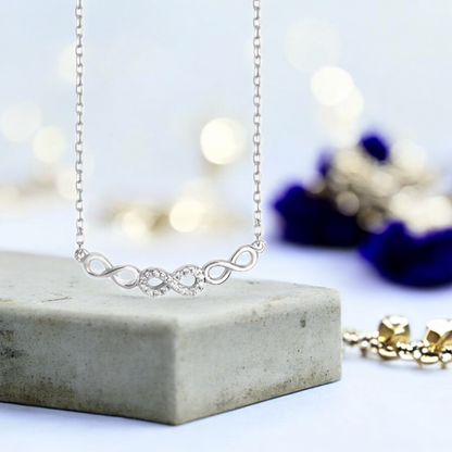 Sterling Silver Cubic Zirconia Triple Infinity Necklace