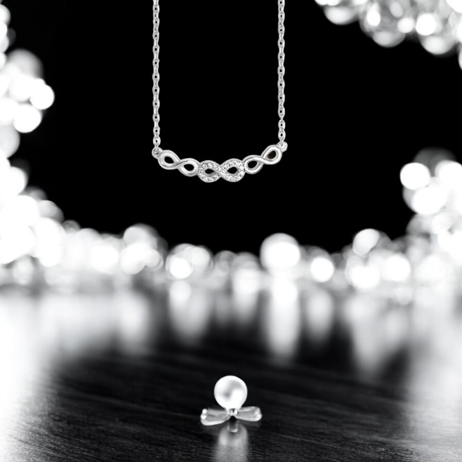 Sterling Silver Cubic Zirconia Triple Infinity Necklace