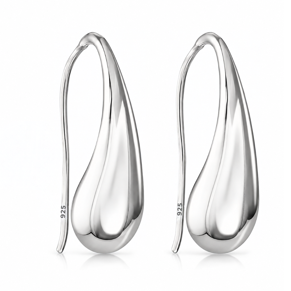 S925 Sterling Silver Classic Drop Elegant Teardrop Hook Earrings for Women