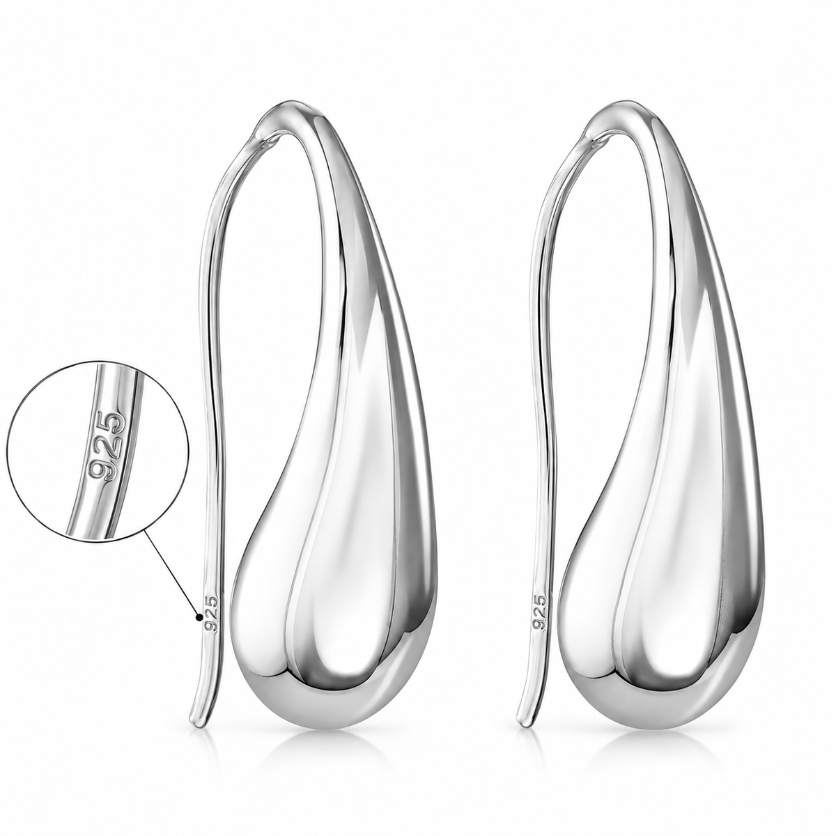 S925 Sterling Silver Classic Drop Elegant Teardrop Hook Earrings for Women