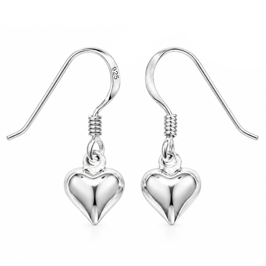 Sterling Silver Heart Hook Drop Earrings