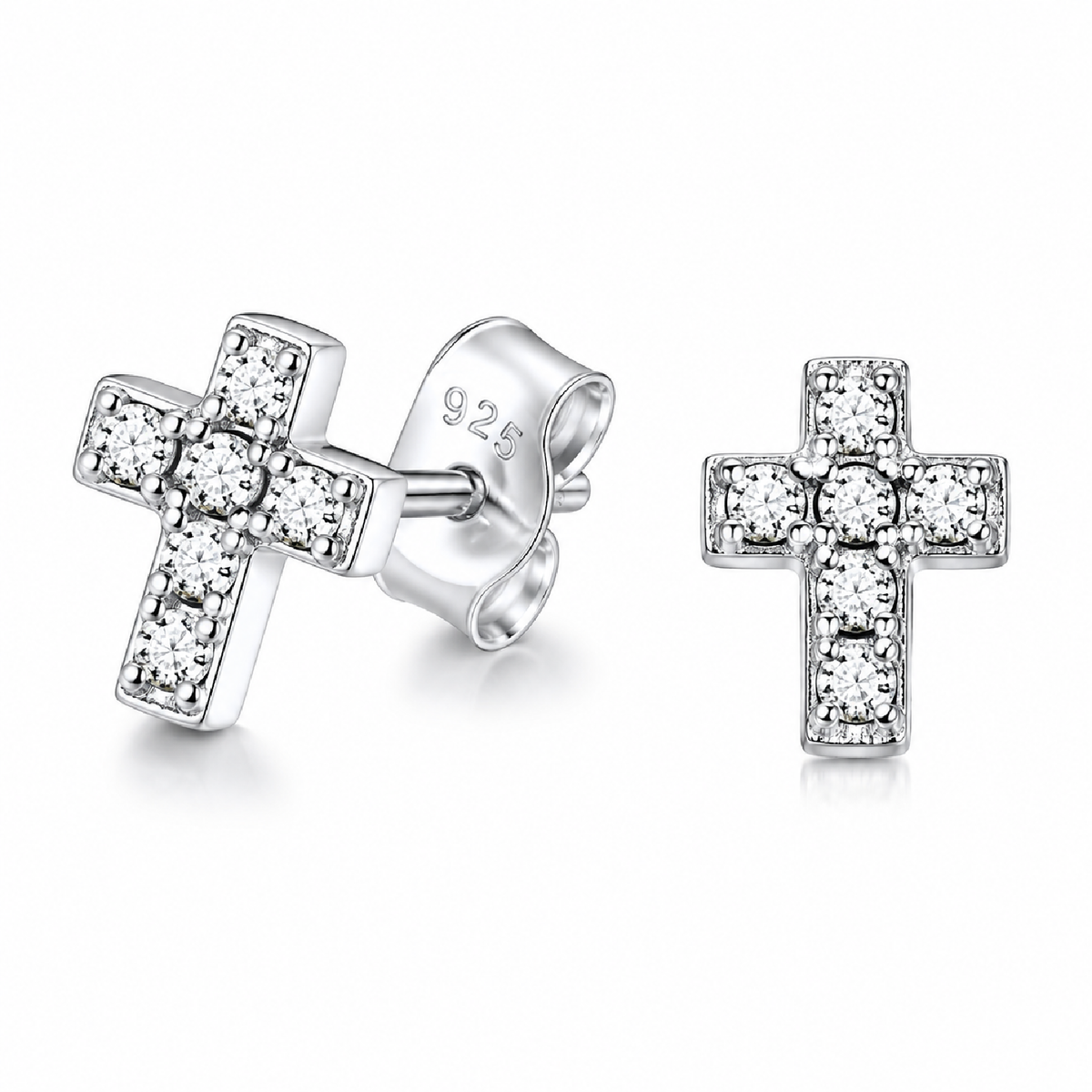 CZ Cross Stud Earrings S925 Sterling Silver