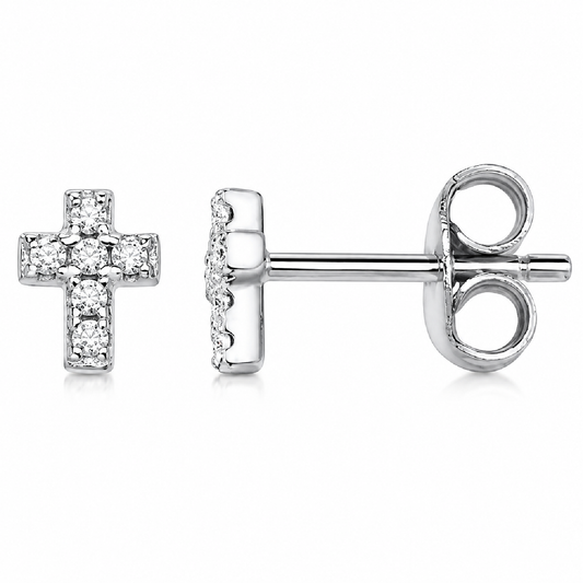 CZ Cross Stud Earrings S925 Sterling Silver