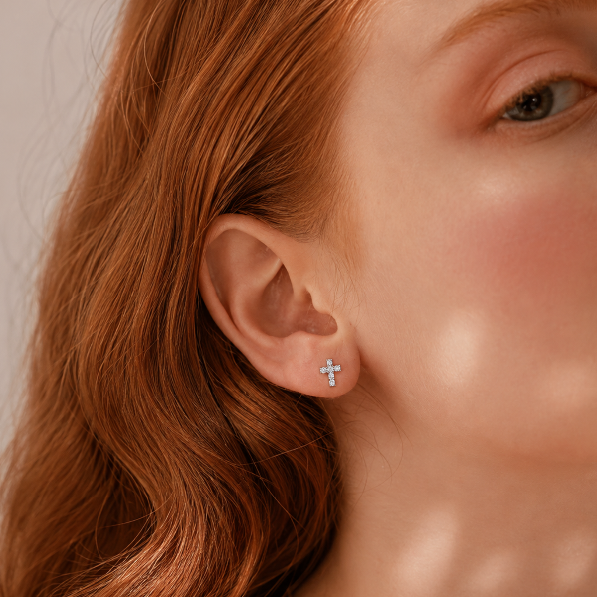 CZ Cross Stud Earrings S925 Sterling Silver