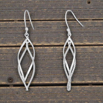 S925 Sterling Silver Elegant Twist Drop Hook Earrings for Women