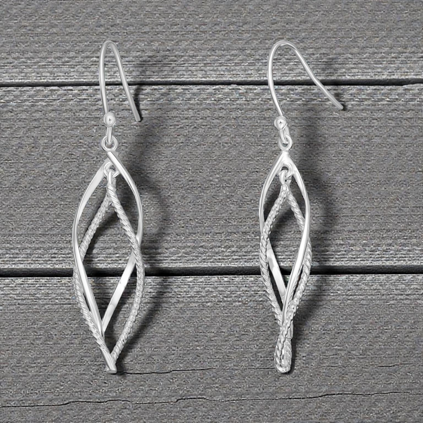 S925 Sterling Silver Elegant Twist Drop Hook Earrings for Women