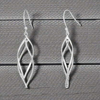 S925 Sterling Silver Elegant Twist Drop Hook Earrings for Women