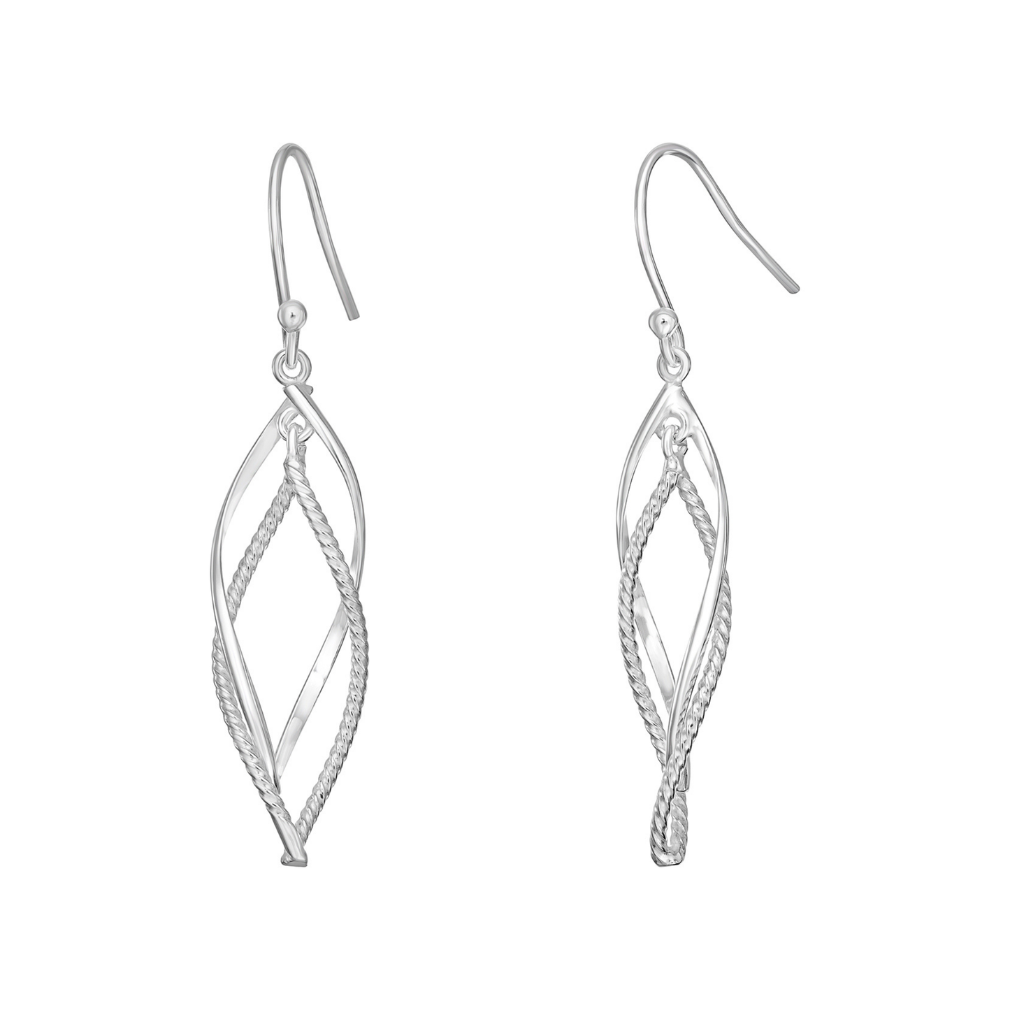S925 Sterling Silver Elegant Twist Drop Hook Earrings for Women