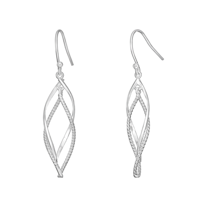 S925 Sterling Silver Elegant Twist Drop Hook Earrings for Women