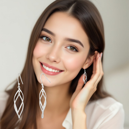 S925 Sterling Silver Elegant Twist Drop Hook Earrings for Women
