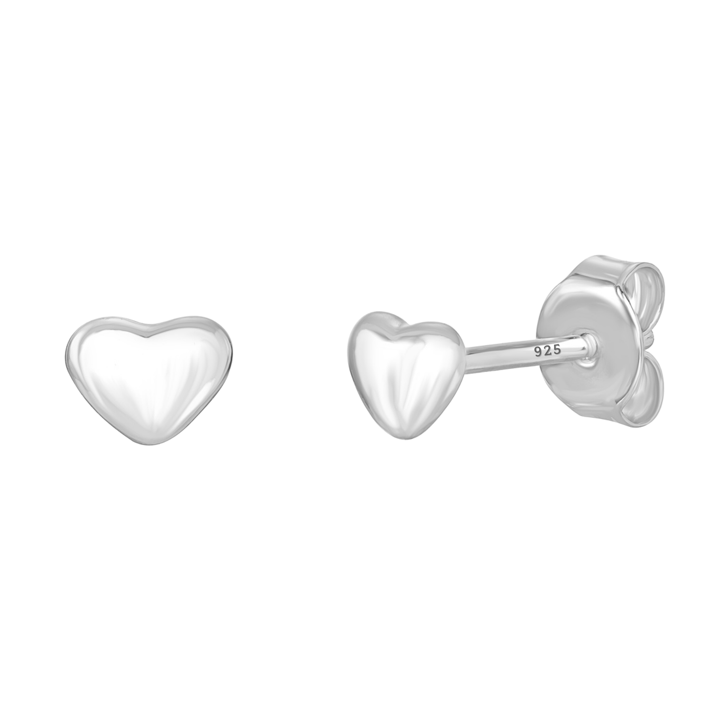 S925 Sterling Silver Heart Shape Elegant Stud Earrings 5mm for Women