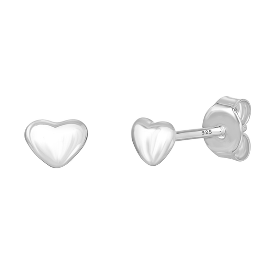 S925 Sterling Silver Heart Shape Elegant Stud Earrings 5mm for Women