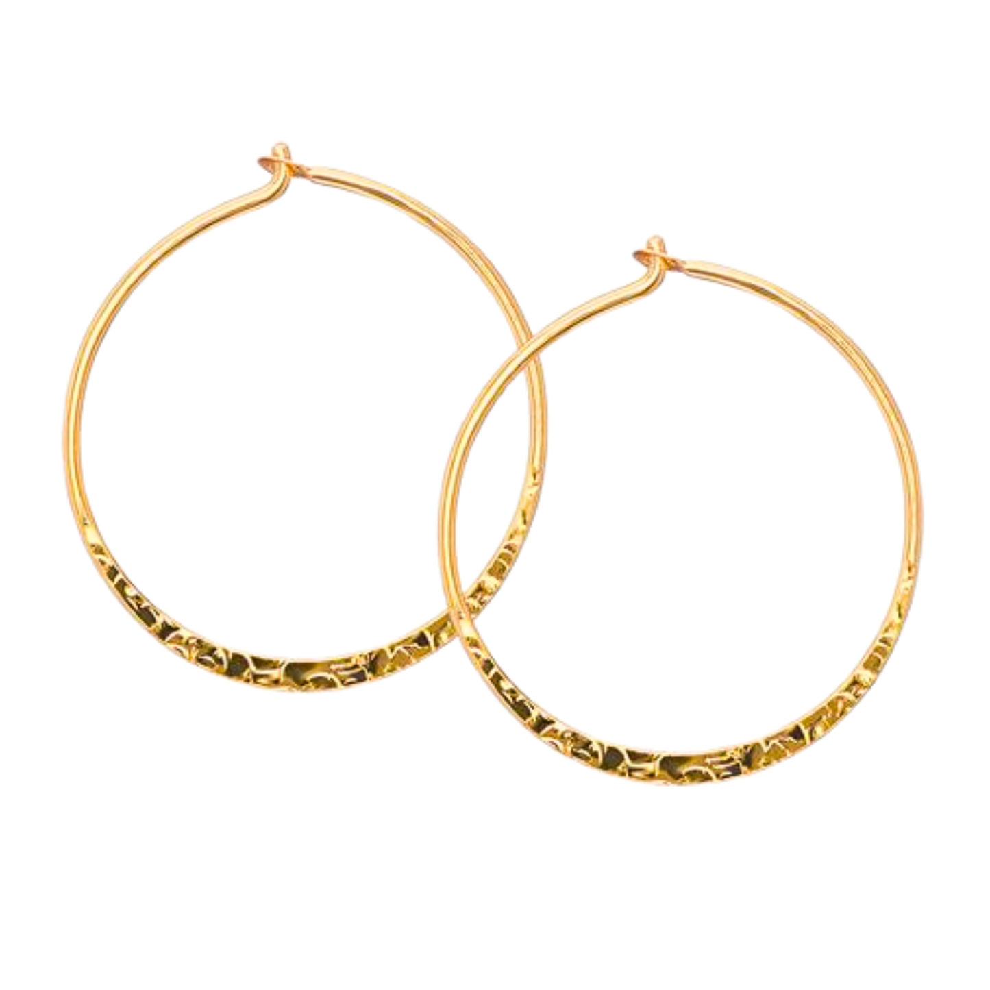 S925 Sterling Silver Elegant Gold Plated Pattern Hoop Earrings for Women