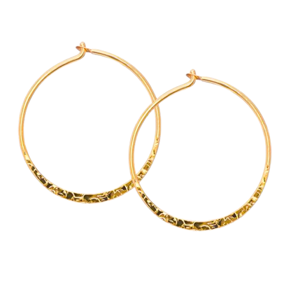 S925 Sterling Silver Elegant Gold Plated Pattern Hoop Earrings for Women