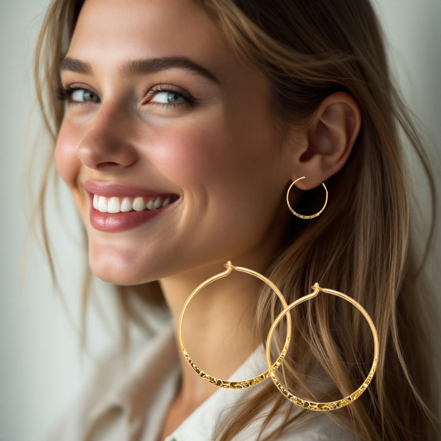 S925 Sterling Silver Elegant Gold Plated Pattern Hoop Earrings for Women