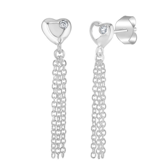 S925 Sterling Silver Heartfelt Tassel Earrings