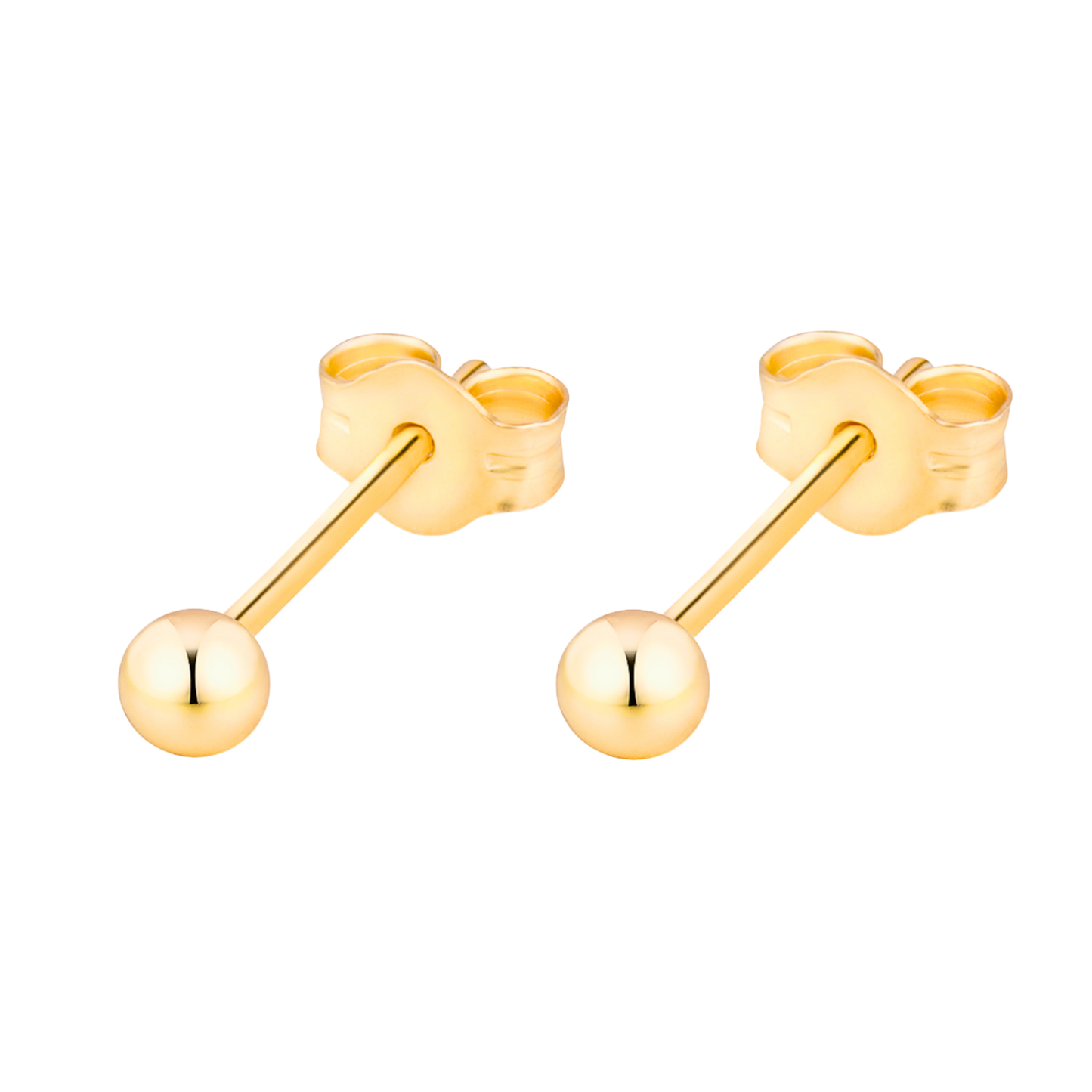 S925 Sterling Silver 3mm Gold Plated Ball Studs Earrings for Women